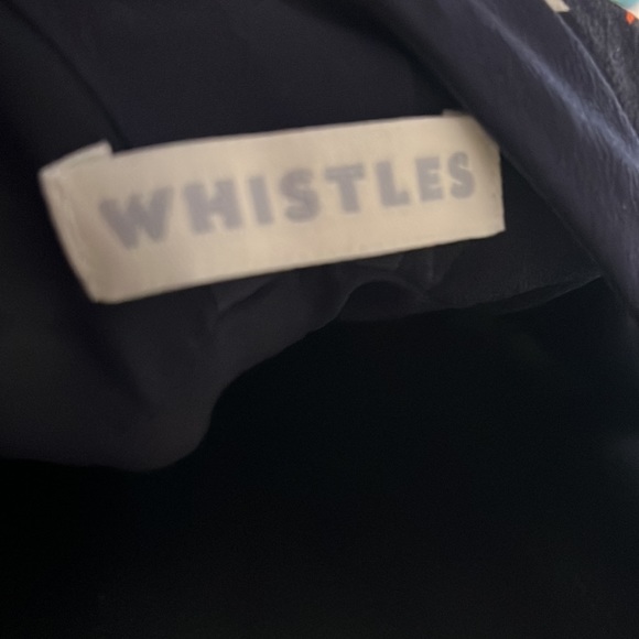 Whistles Silk Summer Dress Navy Blue Orange Sleeveless Size 8 100% Silk - Picture 3 of 7